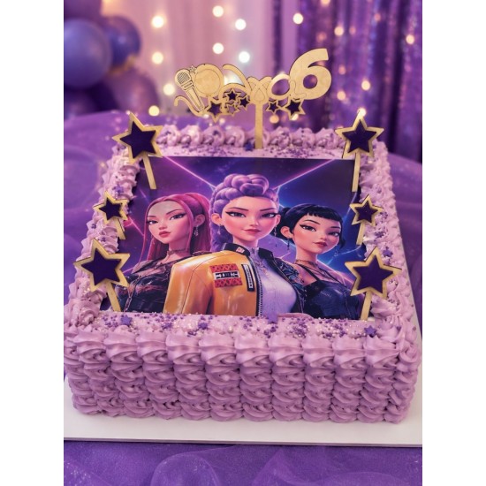 Ξύλινο Cake Topper Μικρόφωνο | Όνομα & Ηλικία | Σετ με Αστέρια